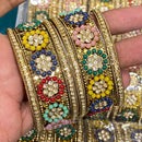 Hira Collections Royal Look Sparkling Austrian Stone And Pearl Designer Bangles Set