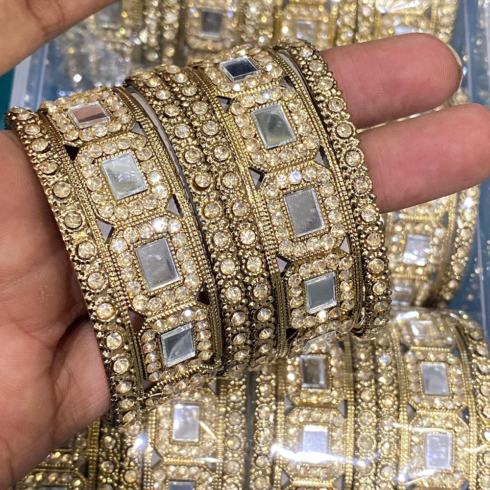 Hira Collections Decent Mirror And Austrian Stone Bangles Set