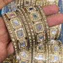Hira Collections Decent Mirror And Austrian Stone Bangles Set 