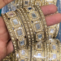 Hira Collections Decent Mirror And Austrian Stone Bangles Set 