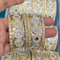 Hira Collections Decent Mirror And Austrian Stone Bangles Set 