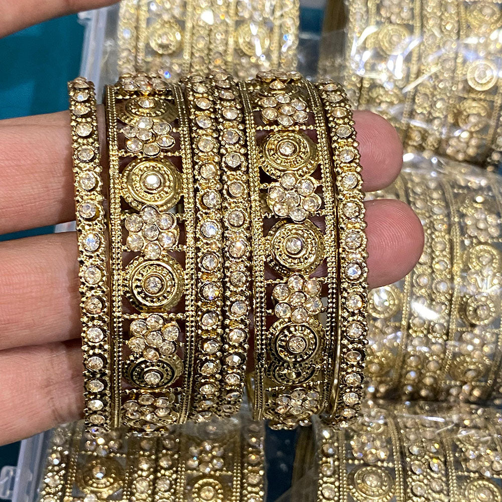 Hira Collections Royal Look Sparkling Austrian Stone Designer Bangles Set