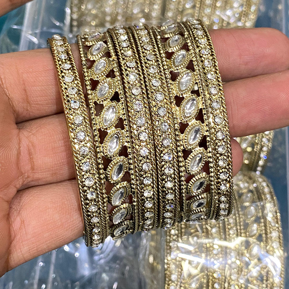 Hira Collections Royal Look Sparkling Austrian Stone Designer Bangles Set