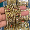 Hira Collections Royal Look Sparkling Austrian Stone And Pearl Designer Bangles Set