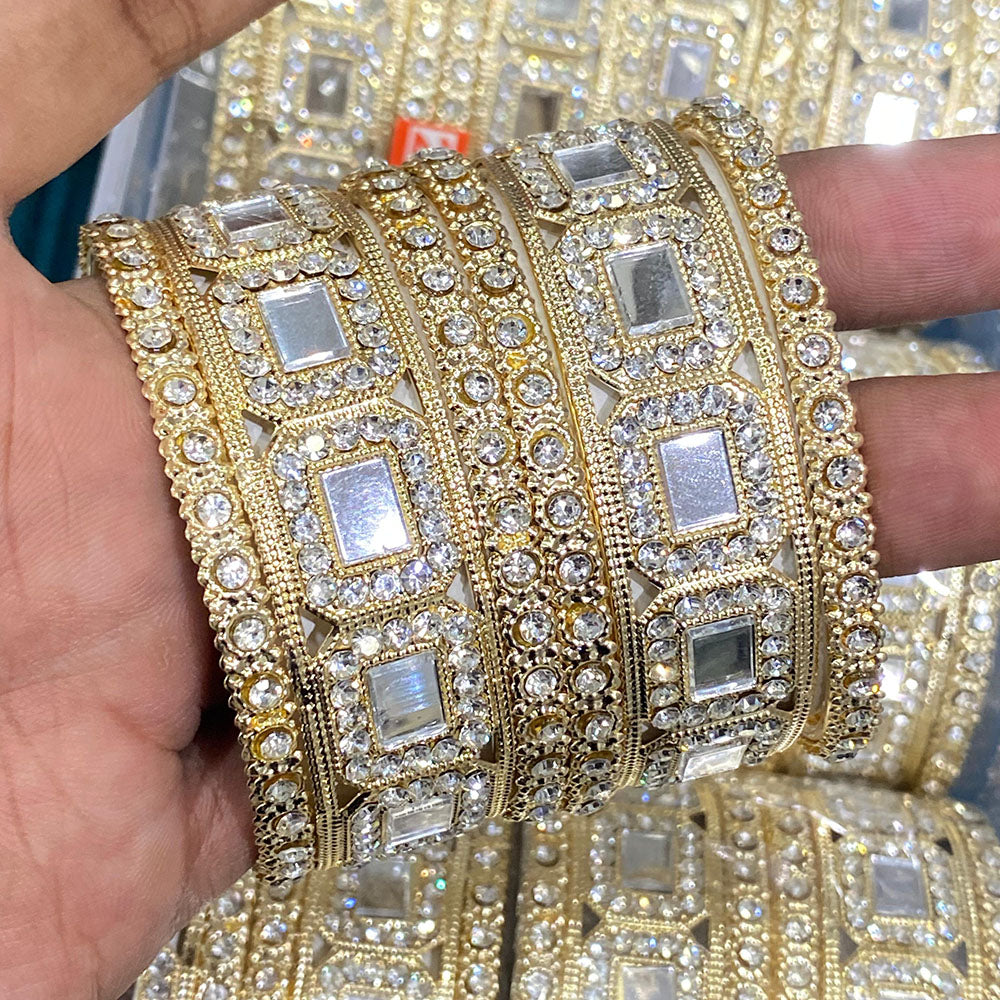 Hira Collections Decent Mirror And Austrian Stone Bangles Set