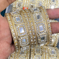 Hira Collections Decent Mirror And Austrian Stone Bangles Set 