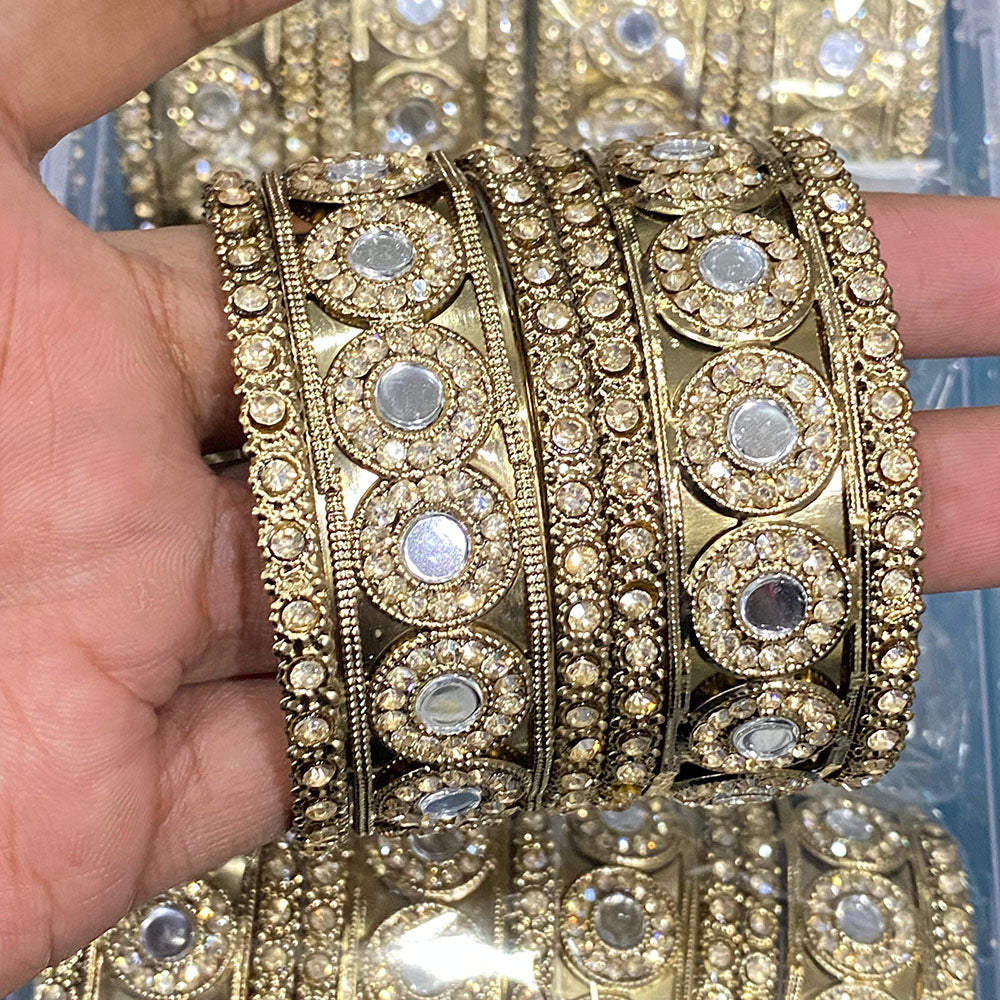 Hira Collections Decent Mirror And Austrian Stone Bangles Set