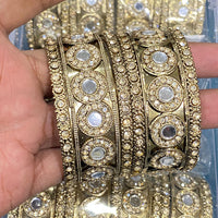 Hira Collections Decent Mirror And Austrian Stone Bangles Set 