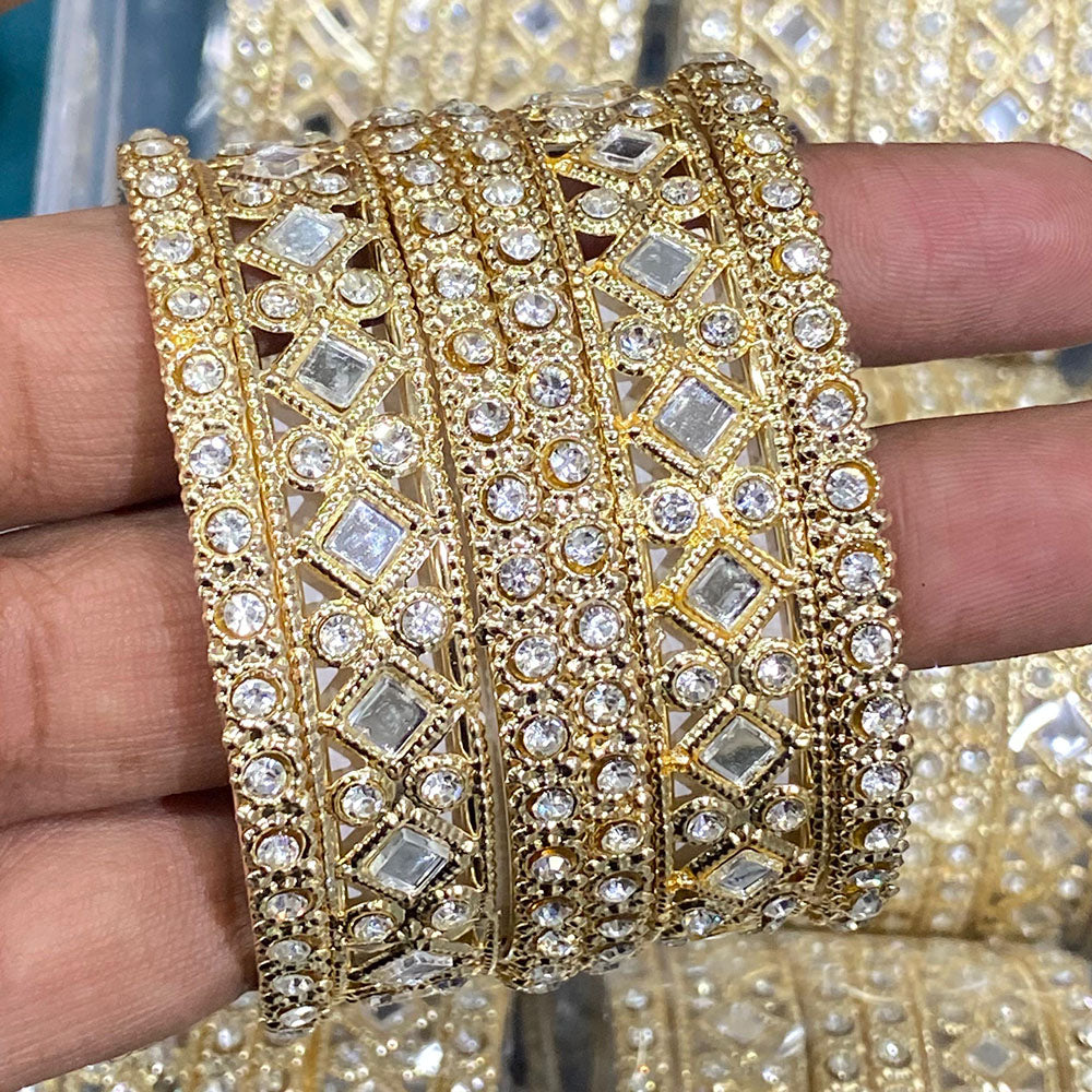 Hira Collections Decent Mirror And Austrian Stone Bangles Set