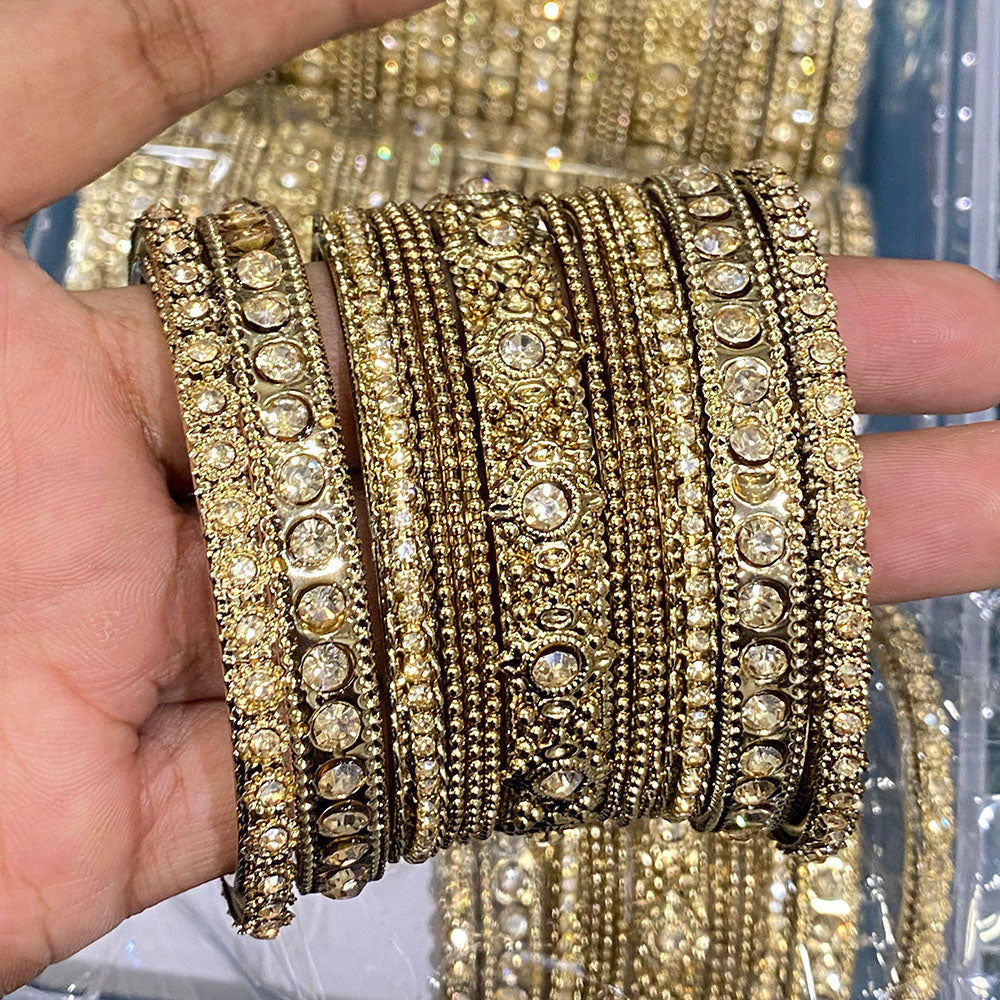 Hira Collections Royal Look Sparkling Austrian Stone Designer Bangles Set