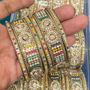 Hira Collections Royal Look Sparkling Austrian Stone And Pearl Designer Bangles Set