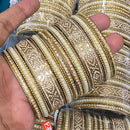 Hira Collections Royal Look Sparkling Austrian Stone And Pearl Designer Bangles Set