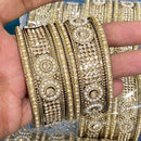 Hira Collections Royal Look Sparkling Austrian Stone And Pearl Designer Bangles Set