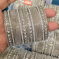 Hira Collections Royal Look Sparkling Austrian Stone And Pearl Designer Bangles Set