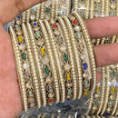 Hira Collections Royal Look Sparkling Austrian Stone And Pearl Designer Bangles Set