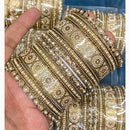 Hira Collections Royal Look Sparkling Austrian Stone And Pearl Designer Bangles Set