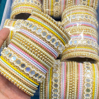 Hira Collections Elegant Multi Color Austrian And Mirror Pearl Bangles Set