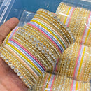 Hira Collections Elegant Multi Color Austrian And Pearl Bangles Set