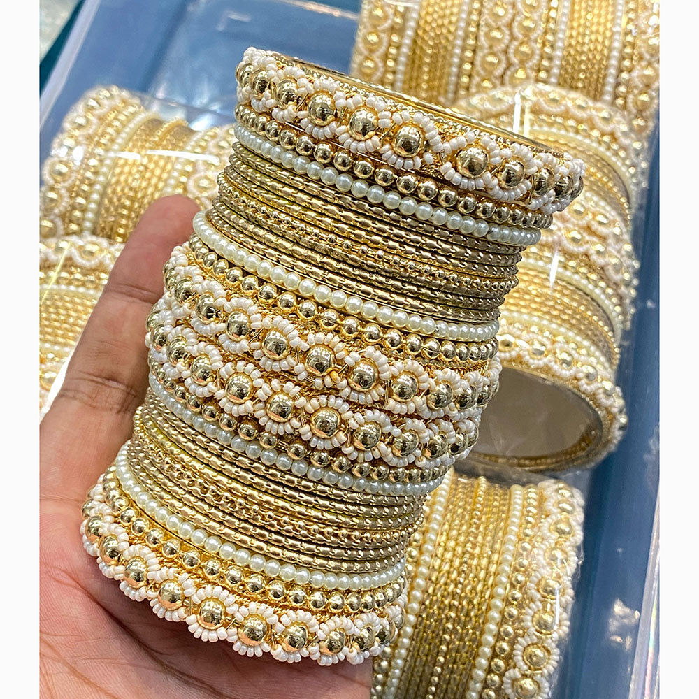 Hira Collections Elegant Pearl Bangles Set
