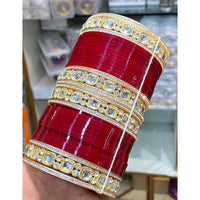 Hira Collections Grand Kundan Stone Bridal Acrylic Bangle Set 