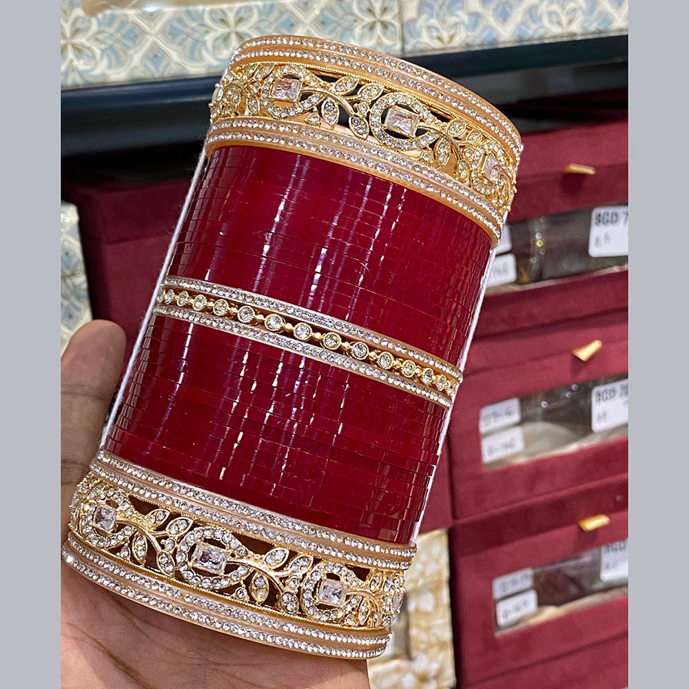 Hira Collections Premium Austrian Stone Bridal Acrylic Bangle Set