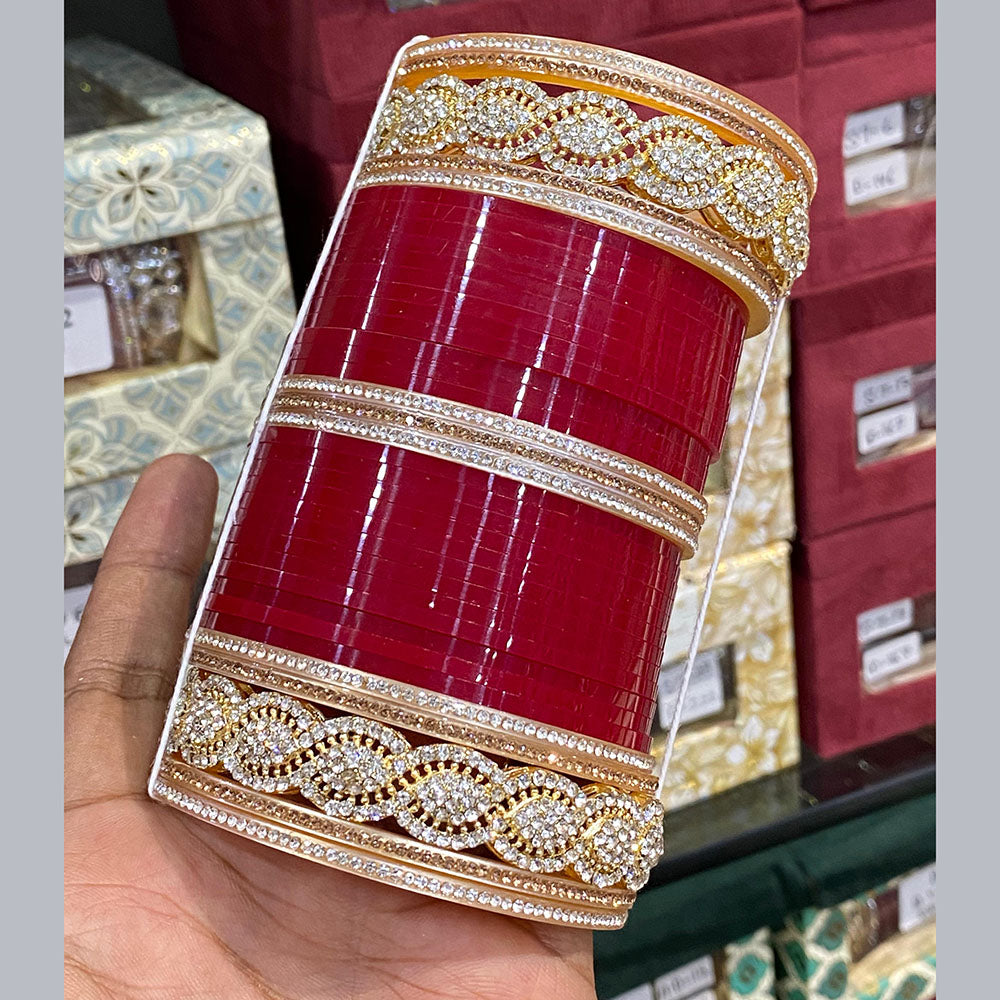Hira Collections Premium Austrian Stone Bridal Acrylic Bangle Set