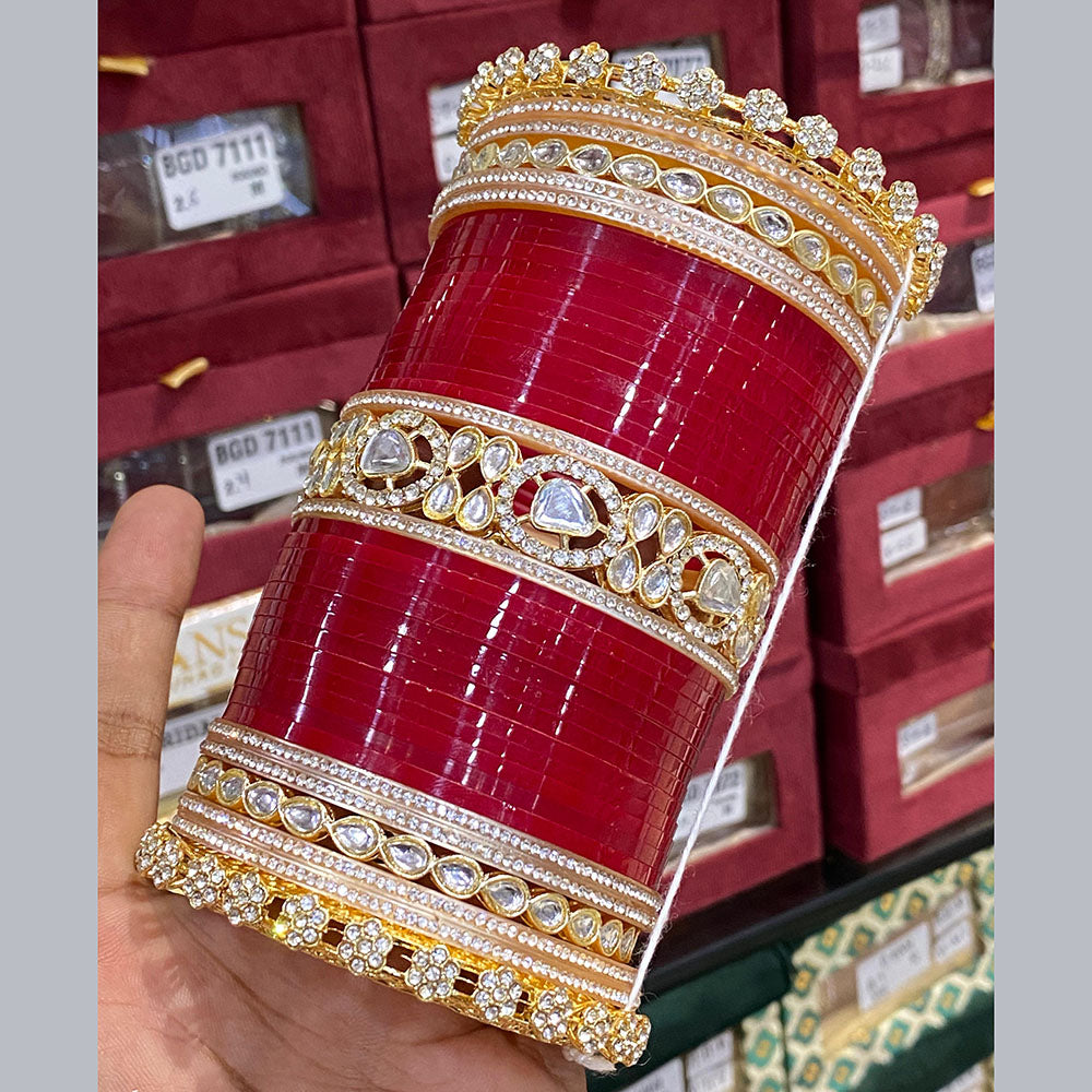 Hira Collections Grand Kundan Stone Bridal Acrylic Bangle Set