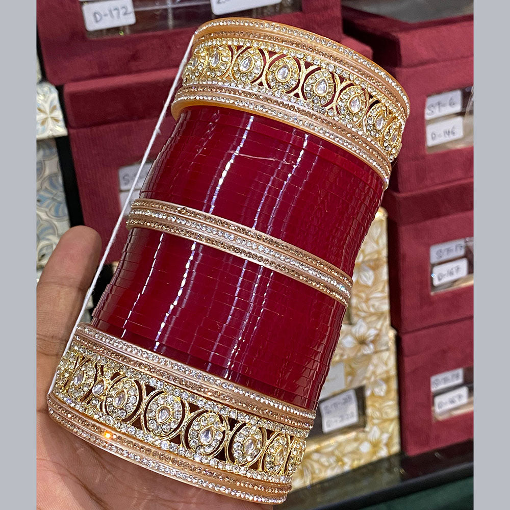 Hira Collections Grand Kundan Stone Bridal Acrylic Bangle Set