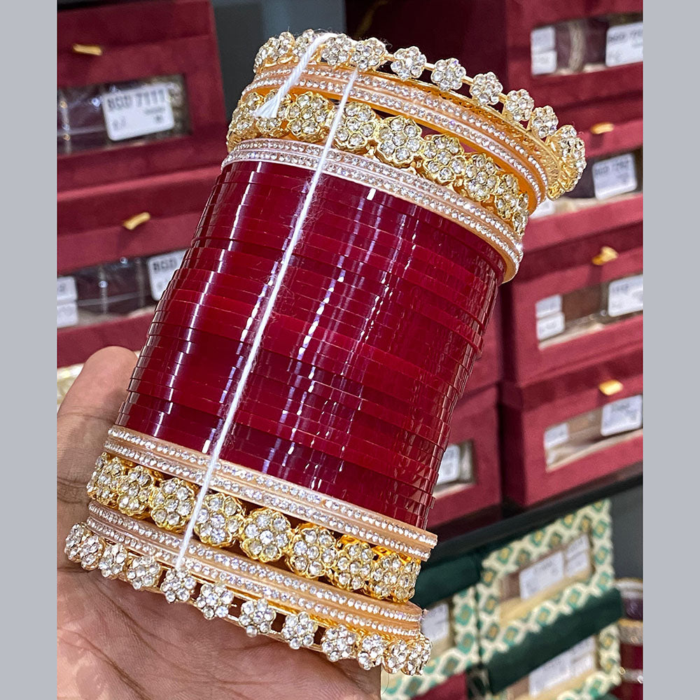 Hira Collections Premium Austrian Stone Bridal Acrylic Bangle Set