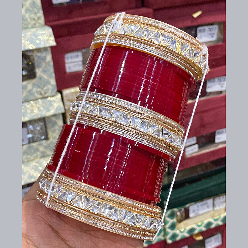 Hira Collections Grand Kundan Stone Bridal Acrylic Bangle Set