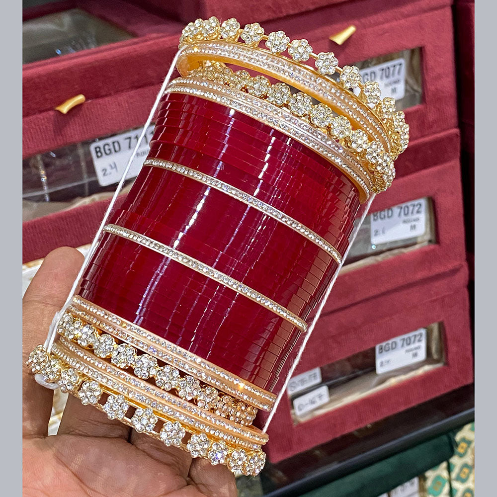 Hira Collections Premium Austrian Stone Bridal Acrylic Bangle Set
