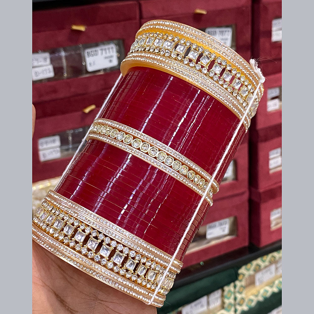Hira Collections Premium Austrian Stone Bridal Acrylic Bangle Set