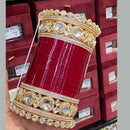 Hira Collections Grand Kundan Stone Bridal Acrylic Bangle Set 