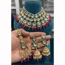 Hira Collections Maharani Kundan Necklace Set with Chandbali and Jhumkis