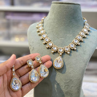 Hira Collection Elegant Crystal And Austrian Stone Necklace Set Perfect For Traditional Functions