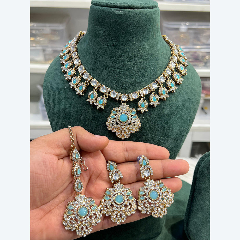 Hira Collection Elegant Crystal And Austrian Stone Necklace Set Perfect For Traditional Functions