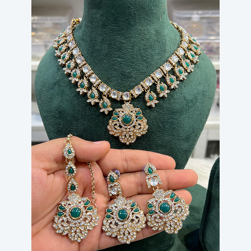 Hira Collection Elegant Crystal And Austrian Stone Necklace Set Perfect For Traditional Functions