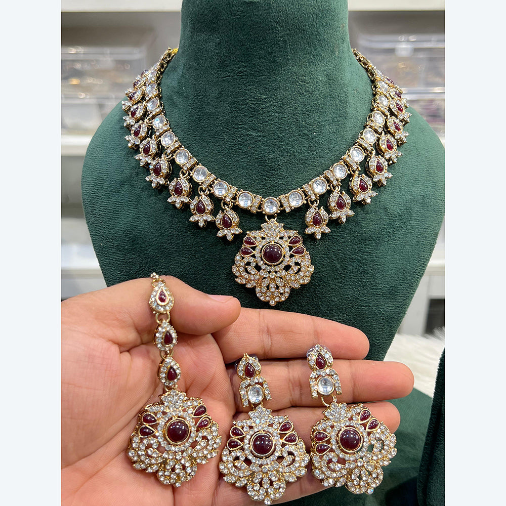 Hira Collection Elegant Crystal And Austrian Stone Necklace Set Perfect For Traditional Functions