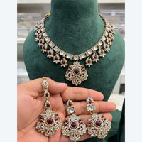 Hira Collection Elegant Crystal And Austrian Stone Necklace Set Perfect For Traditional Functions