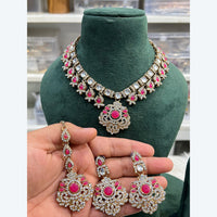 Hira Collection Elegant Crystal And Austrian Stone Necklace Set Perfect For Traditional Functions