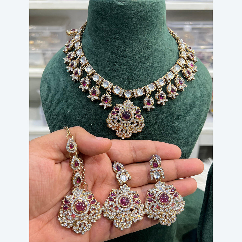 Hira Collection Elegant Crystal And Austrian Stone Necklace Set Perfect For Traditional Functions