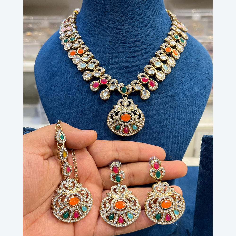 Hira Collection Elegant Crystal And Austrian Stone Necklace Set Perfect For Traditional Functions