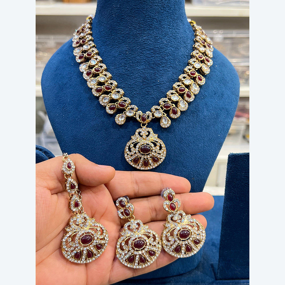 Hira Collection Elegant Crystal And Austrian Stone Necklace Set Perfect For Traditional Functions