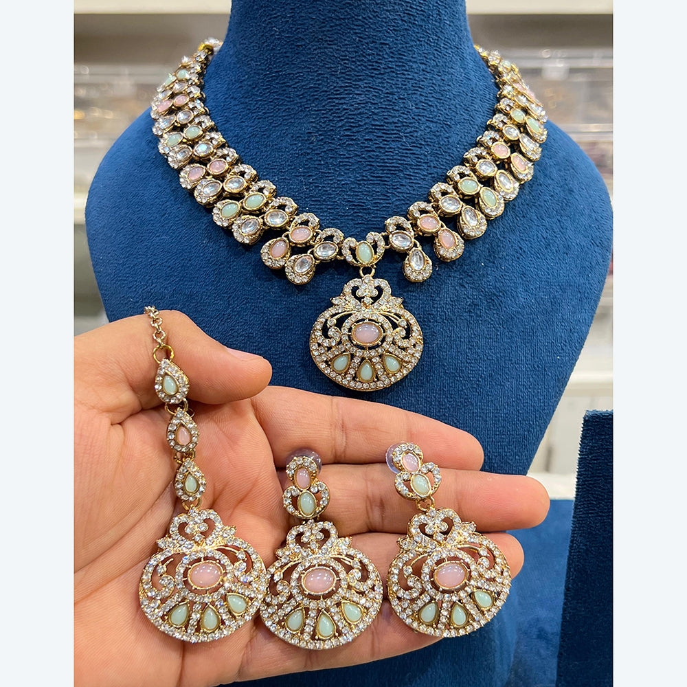 Hira Collection Elegant Crystal And Austrian Stone Necklace Set Perfect For Traditional Functions