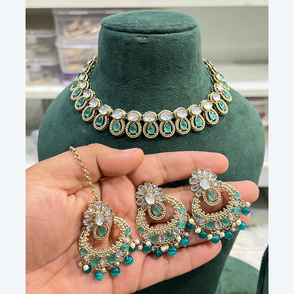 Hira Collection Traditional Kundan And Beads Choker Necklace Set
