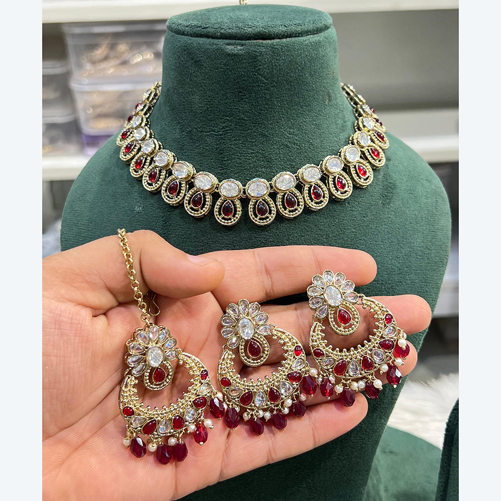 Hira Collection Traditional Kundan And Beads Choker Necklace Set