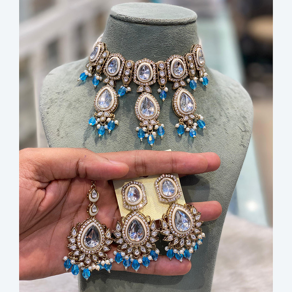 Hira Collection Traditional Kundan And Beads Choker Necklace Set