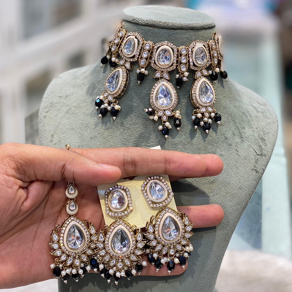 Hira Collection Traditional Kundan And Beads Choker Necklace Set