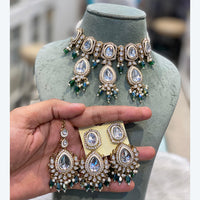 Hira Collection Traditional Kundan And Beads Choker Necklace Set