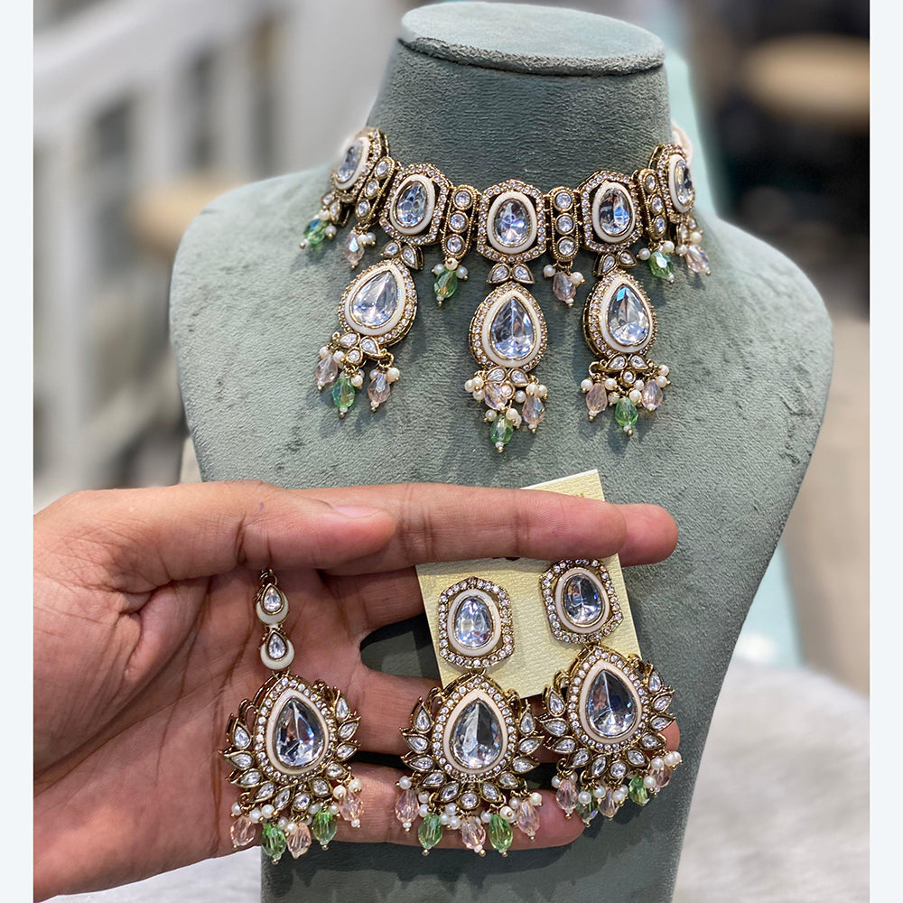 Hira Collection Traditional Kundan And Beads Choker Necklace Set